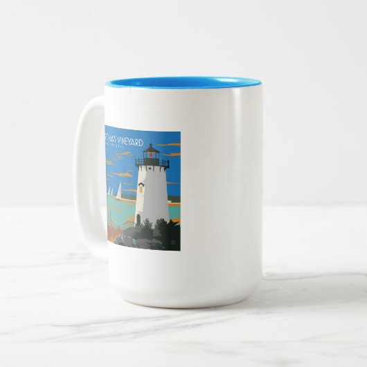 Tasse 2 Couleurs Vignoble de Martha, Massachusetts | Phare (Devant gauche)