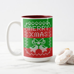 Tasse 2 Couleurs Vilain pull motif sonnettes Joyeux fils Xmas