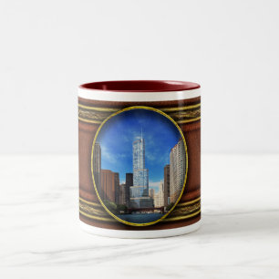 Tasse 2 Couleurs Ville - Chicago IL - Tour Trump