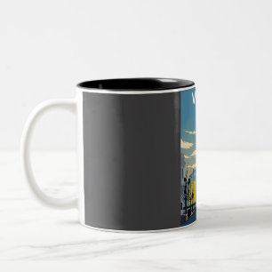 Tasse 2 Couleurs Vilnius Lituanie Vintage Rétro Minimal Pos Voyage