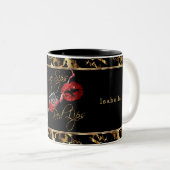 Tasse 2 Couleurs Vins et lèvres rouges - Marbre (Devant droit)