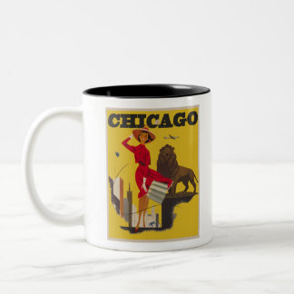 Tasse 2 Couleurs Vintage Chicago USA Air Travel Publicité