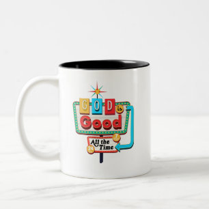 Tasse 2 Couleurs Vintage chrétien Rétro Dieu est Dieu Tout le temps