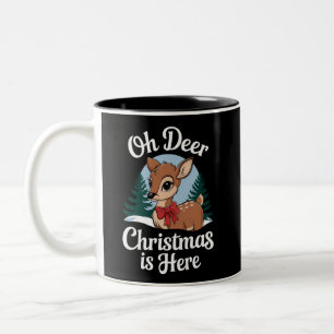 Tasse 2 Couleurs Vintage Christmas Reindee Oh Deer Christmas Here