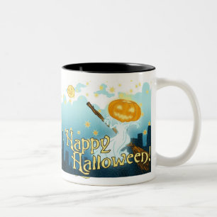 Tasse 2 Couleurs Vintage Citrouille Halloween Ghost