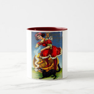 Tasse 2 Couleurs Vintage dame d'Halloween en rouge