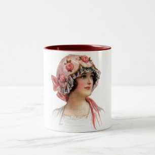 Tasse 2 Couleurs Vintage dame en soie Bonnet à fleurs