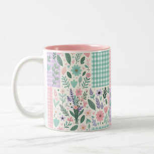 Tasse 2 Couleurs Vintage florale et boue Motif contrôlée