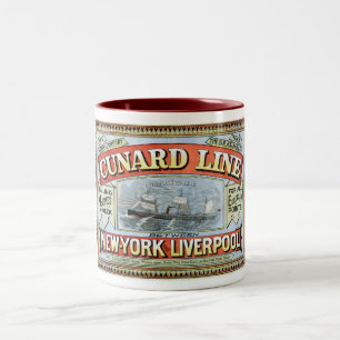 Tasse 2 Couleurs Vintage ligne Cunard allant de New York à Liverpo