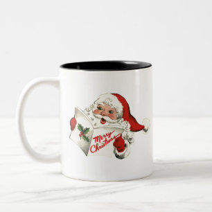 Tasse 2 Couleurs Vintage Noël Père Noël Joyeux Noël rétro