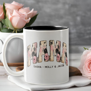 Tasse 2 Couleurs Vintage noir/rose dentelle florale Style Varsity M