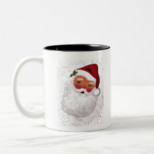 Tasse 2 Couleurs Vintage Père Noël Joyeux Noël Joyeux visage