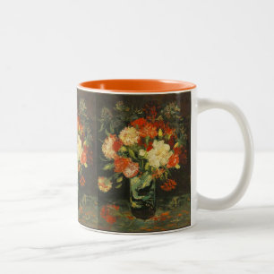Tasse 2 Couleurs Vintage Van Gogh Fleurs Vase rouge avec oeillets