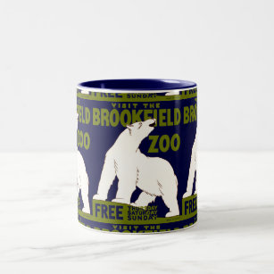 Tasse 2 Couleurs Vintage "Visitez le zoo de Brookfield" Ours polair