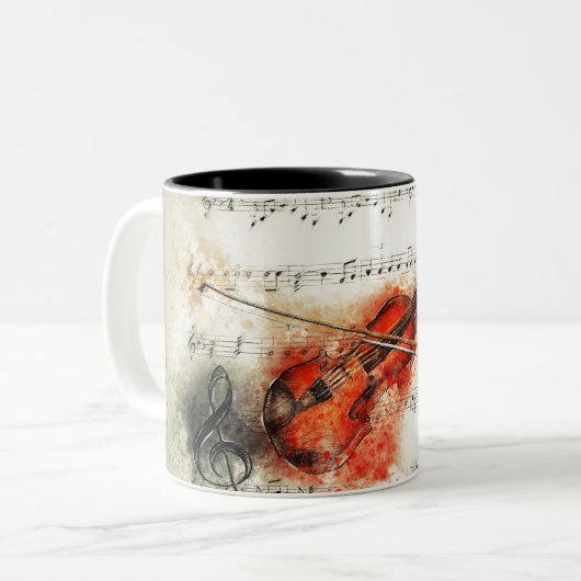 Tasse 2 Couleurs Violon aquarelle (Devant gauche)