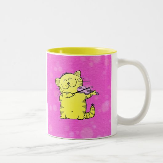 Tasse 2 Couleurs Violoniste mignon de chaton (Droit)