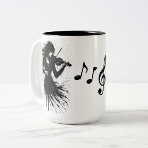 Tasse 2 Couleurs Violoniste Né de l'Encre dans la Tempête du Son