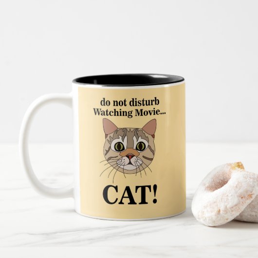 Tasse 2 Couleurs Visage de chat drôle  (Avec donut)