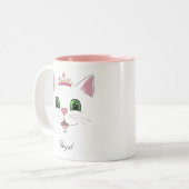 Tasse 2 Couleurs Visage de chat mignon royal & calligraphie (Devant gauche)