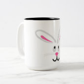 Tasse 2 Couleurs Visage de lapin de Pâques (Devant gauche)