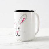 Tasse 2 Couleurs Visage de lapin de Pâques (Devant droit)