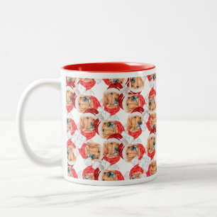 Tasse 2 Couleurs Visage de Retriever doré drôle motif de Noël