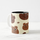 Tasse 2 Couleurs Visage drôle d'ours (Devant gauche)