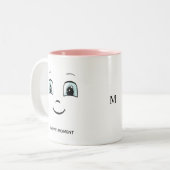 Tasse 2 Couleurs Visage heureux avec texte et monogramme personnali (Devant gauche)