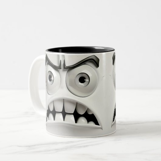 Tasse 2 Couleurs Visage Sarcastique 3D (Devant gauche)
