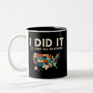 Tasse 2 Couleurs Visité les 50 États américains - Carte de voyage U