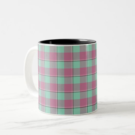 Tasse 2 Couleurs Vista Blue and Turkish Rose Pink Plaid (Devant gauche)
