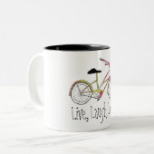 Tasse 2 Couleurs Vivant, rire, amour ! (Devant gauche)