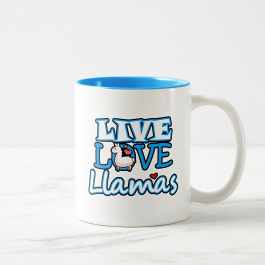 Tasse 2 Couleurs Vivent, aiment, les lamas (Droit)