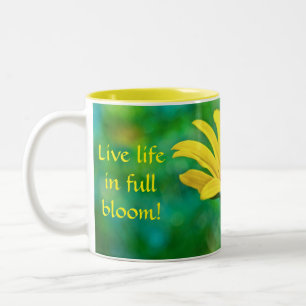 Tasse 2 Couleurs Vivez en pleine floraison ! Fleur jaune