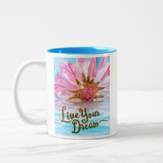 Tasse 2 Couleurs Vivez votre rêve - Rose Flower power (Gauche)