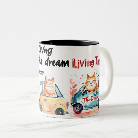 Tasse 2 Couleurs Vivre le rêve : Chubby Cat Mug" (Devant droit)