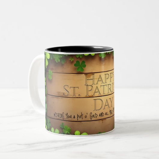 Tasse 2 Couleurs Vœux chanceux de la Saint-Patrick 🍀 (Devant gauche)