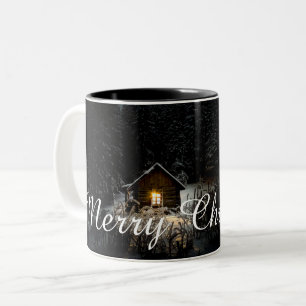 Tasse 2 Couleurs Vœux de Noël avec Maison de Sorcière