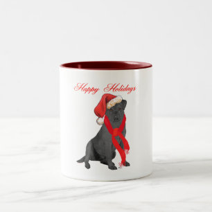 Tasse 2 Couleurs Vœux de vacances du Labrador Retriever noir