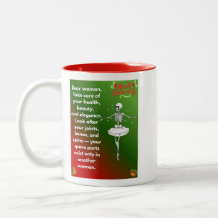 Tasse 2 Couleurs Vœux drôles de squelette de Noël pour femme Vacanc