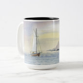 Tasse 2 Couleurs Voile Paysage Bateau Peinture Anniversaire Café Mu (Devant gauche)