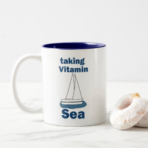Tasse 2 Couleurs Voilier Vitamin Sea Citation Nautique Drôle