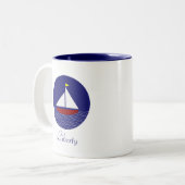 Tasse 2 Couleurs Voilier Yacht & Liberty Calligraphie (Devant gauche)