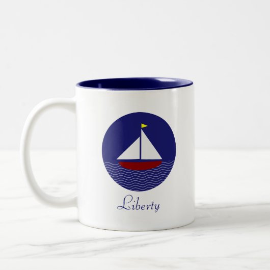 Tasse 2 Couleurs Voilier Yacht & Liberty Calligraphie (Gauche)