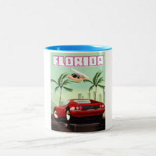 Tasse 2 Couleurs voiture de sport rétro rouge Floride