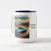 Tasse 2 Couleurs Voiture de style Trans Am bleu classique (Devant gauche)