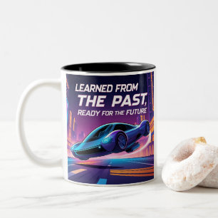 Tasse 2 Couleurs Voiture volante futuriste avec citation inspirante