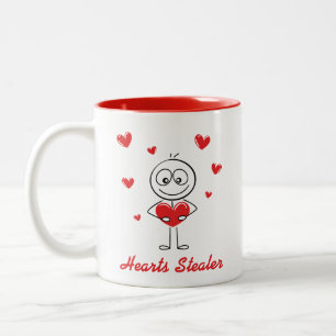 Tasse 2 Couleurs Voleur de cœurs Dessin de personnage en bâton mign