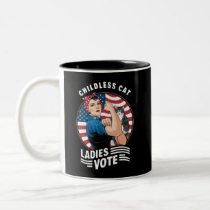 Tasse 2 Couleurs Vote de dame de chat sans enfant Vintage Rosie la