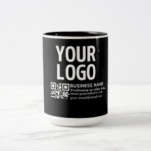 Tasse 2 Couleurs Votre logo avec code QR et texte modifiables